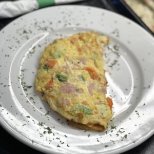 Ham, Cheese, peppers and onions